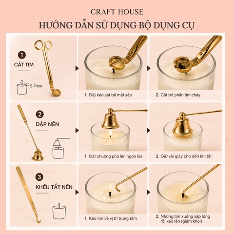 Bộ 3 Dụng Cụ Cắt Tim Nến Craft House Candle Care Set 3