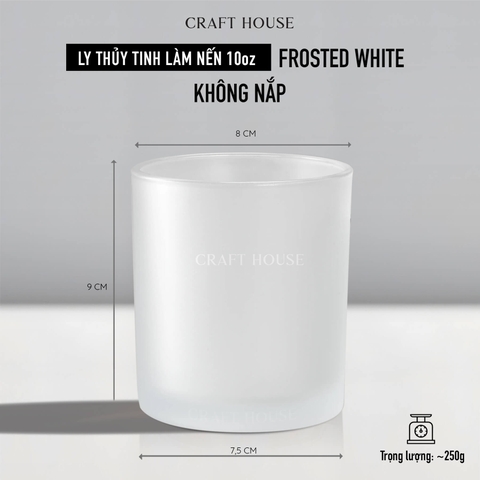 Ly Thủy Tinh Làm Nến Thơm 10oz - Forsted White