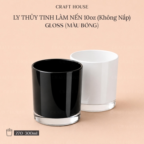 Ly Thủy Tinh Làm Nến Thơm 10oz - Glossy (Dạng Bóng)