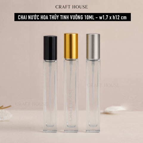 Chai Lọ Chiết Nước Hoa Thủy Tinh Vuông 10ml