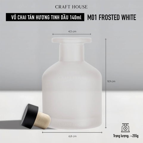 Vỏ Chai Tán Hương Tinh Dầu Kèm Nút Chặn 140ml - M01 Frosted White