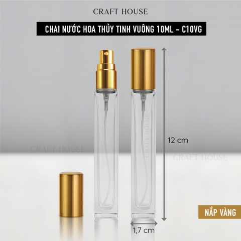 Chai Lọ Chiết Nước Hoa Thủy Tinh Vuông 10ml