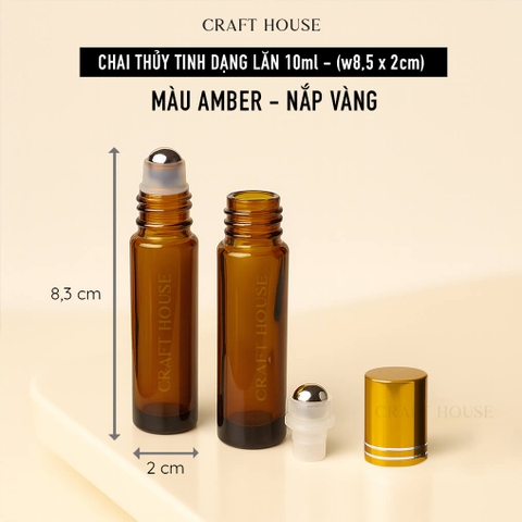 Chai Thủy Tinh Dạng Lăn 10ml - Màu Amber