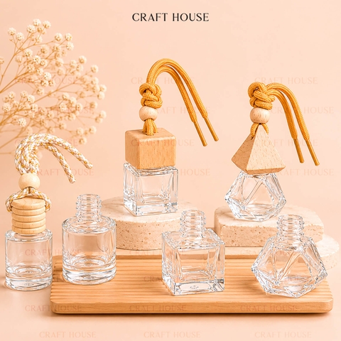 Vỏ Chai Thủy Tinh Đựng Tinh Dầu Treo Xe Ô Tô, Treo Tủ Quần Áo - 8ml