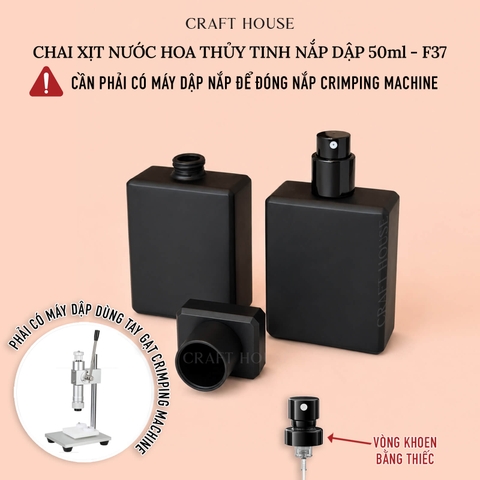 Chai Xịt Nước Hoa Thủy Tinh Nắp Dập Perfume Bottle F37 50ml (Cần Có Máy Dập Nắp Dùng Tay Gạt)