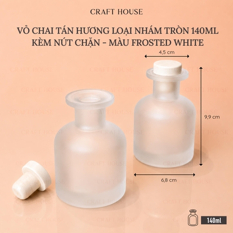 Vỏ Chai Tán Hương Tinh Dầu Kèm Nút Chặn 140ml - M01 Frosted White