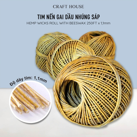 Tim Nến Gai Dầu Nhúng Sáp Ong Craft House – Dạng Cuộn 250ft