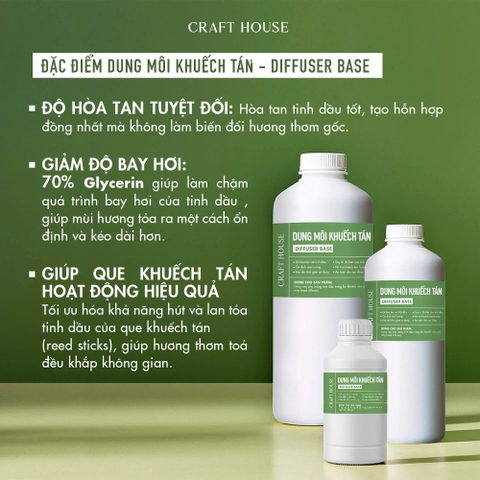 Dung Môi Khuếch Tán, Xịt Phòng Không Chứa Cồn Craft House Diffuser & Spray Non-Alcohol Base