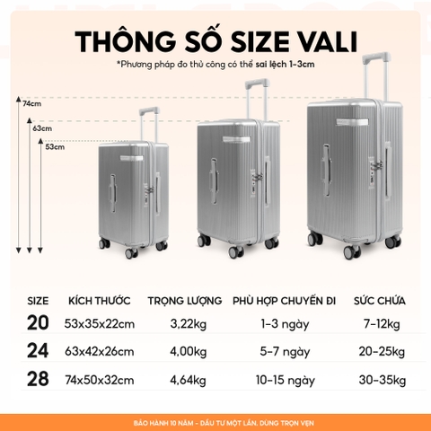 Tất Tần Tật - Khám Phá Vali Size 20, 24, 28: Nên mua Vali Size Nào?