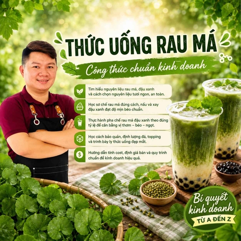 Chuyên Đề Pha Chế Rau Má (Đậu Xanh, Sầu Riêng, Sữa Dừa, Bí Đỏ, Thơm, Dâu,...) - Bí Quyết Pha Chế Rau Má Hot Trend