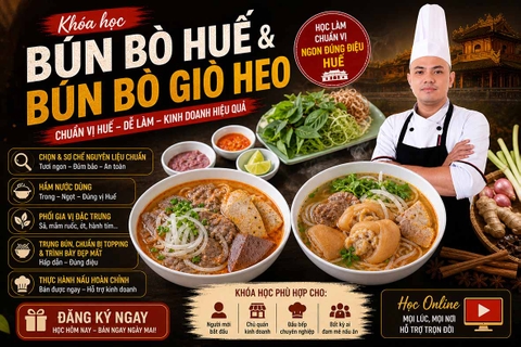 Chuyên đề học nấu BÚN BÒ HUẾ - BÚN BÒ GIÒ HEO đủ vị 3 miền Bắc - Trung - Nam Mở Quán Kinh Doanh (Beef Rice Noodles) PVN1388