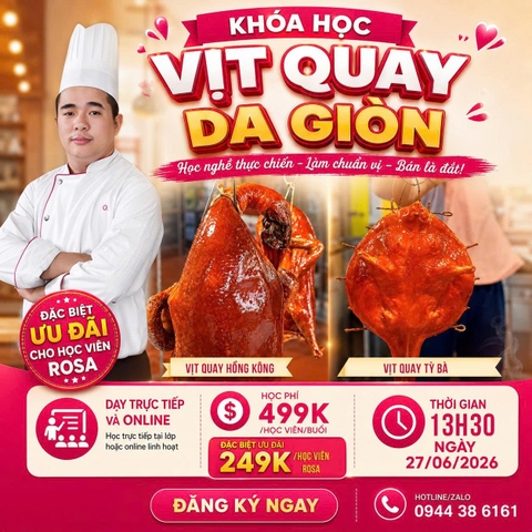 (𝐖𝐎𝐑𝐊𝐒𝐇𝐎𝐏 𝐕𝐈𝐏) Học Vịt Quay Da Giòn (Vịt Quay Tỳ Bà + Vịt Sốt Hồng Kông) - Công Thức Trộn Bột Da Giòn (Lớp 10 học viên, học ngắn , kinh doanh ngay) PVN814