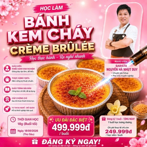 Workshop Học Làm Bánh flan caramel, matcha. Chocolate (🍮BÁNH KEM CHÁY _ CRÈME BRÛLÉE) PVN726