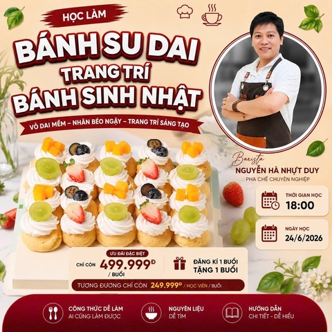 Workshop Học Làm Bánh Su Dai ( Chà Bông, Trang Trí Bánh Sinh Nhật ) PVN468