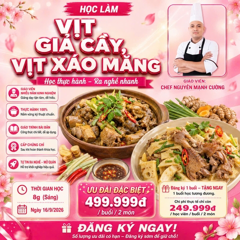 Workshop Học Làm Vịt Thui Mía (Rơm) Giả Cầy, Vịt Xáo Măng PVN441