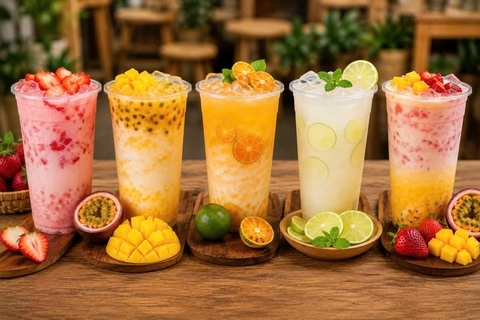 Workshop Học Làm Yakult Trái Cây  Yakult Dâu, Yakult Xoài Chanh Dây, Yakult CamQuất, Sữa Chanh Yakult Lắc, Yakult Trái Cây Mix 2 Tầng PVN1299
