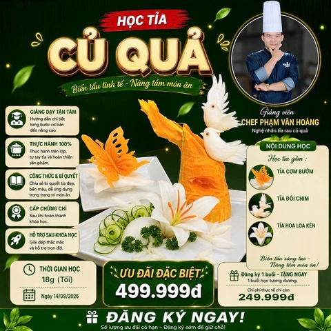 Workshop Học Tỉa Rau Củ Quả: Tỉa Con Bướm, Đôi Chim,Tỉa Hoa Loa Kèn PVN1243