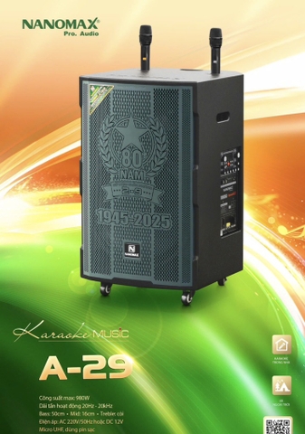 Loa Kéo Nanomax A-29 Bass 50cm 980w Karaoke Bluetooth