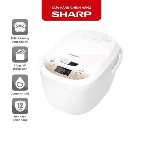 Nồi cơm điện tử Sharp 1.8L Ks-com191EV-Gl. Hàng chính hãng bảo hành 12 tháng