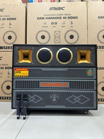 Loa Kéo Bình Bass Đôi Nanomax Pro-219 2200w Bass 40cm x2 Karaoke Bluetooth Tặng Kèm 2 Mic UHF Chống Hú