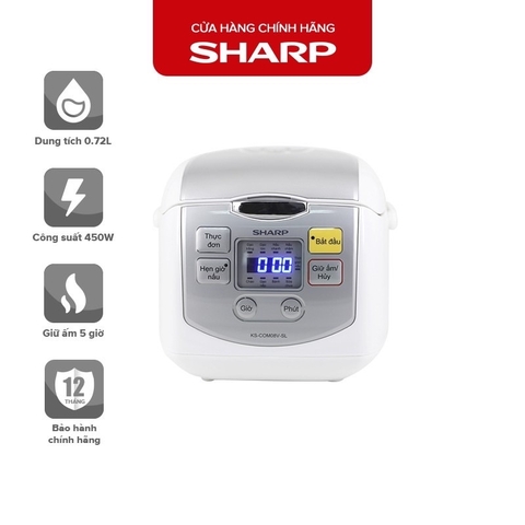 Nồi cơm điện tử Sharp KS-COM08V-SL 0.72 lít