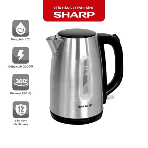 Bình Đun Siêu Tốc Sharp EKJ-17VSS-ST. Ruột bình inox 304 chống rỉ