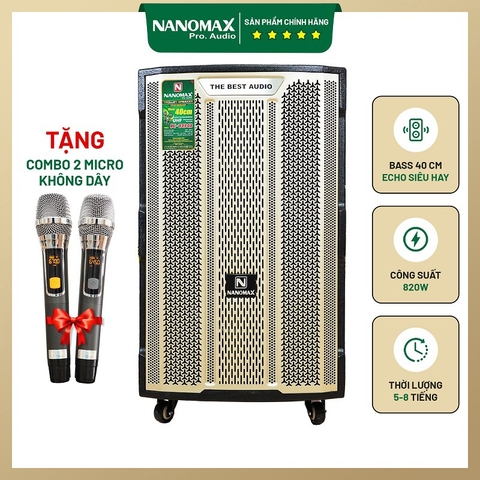 Loa Kéo Công Suất Lớn Nanomax K-180 K180 Bass 4 Tấc 40cm Công Suất 820w Karaoke Bluetooth Siêu Công Nghệ