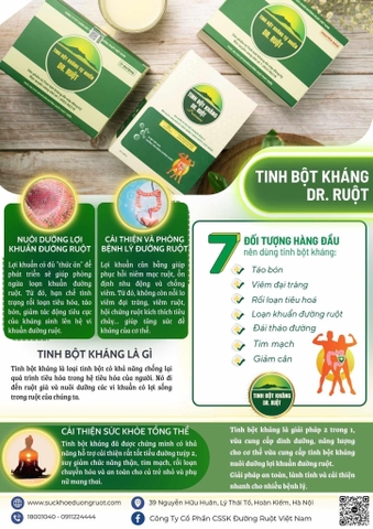 Tinh bột kháng ít đường 6 gói*80gr DR. Ruột