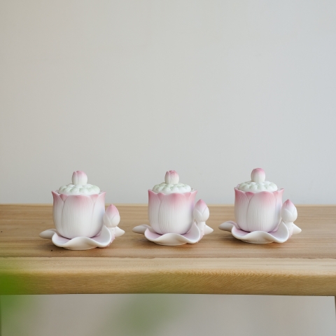 Bộ 3 ly nước hoa sen hồng