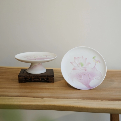 Đĩa bồng hoa sen hồng
