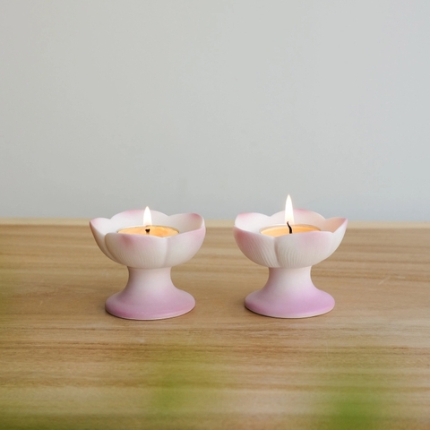 Bộ 2 đế nến hoa sen hồng