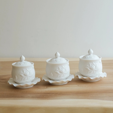 Bộ 3 chén nước sứ mờ