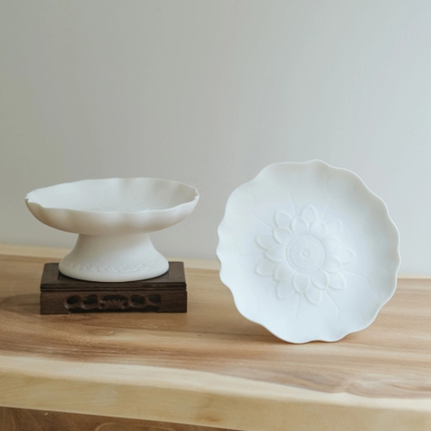 Đĩa bồng sứ mờ 21cm