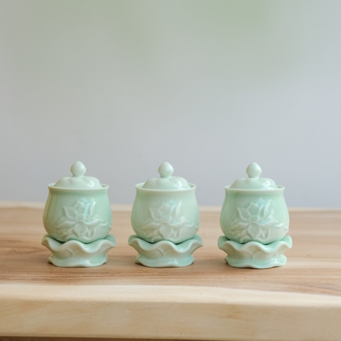 Bộ 3 chén nước xanh ngọc