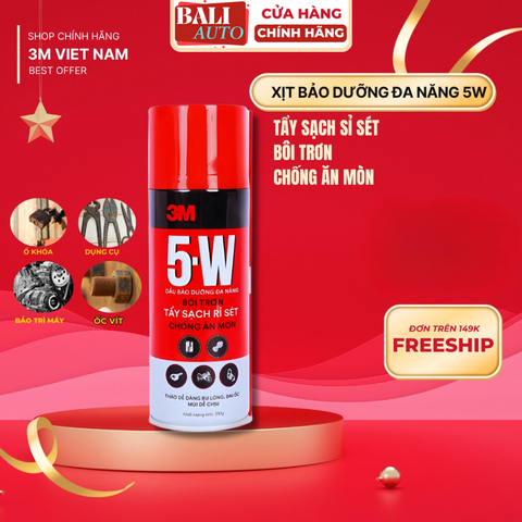 [Chính hãng] Chai xịt Tẩy Rỉ Sét Và Bôi Trơn 5W - 3M™310g Xịt ổ khoá, bảng lề, bugi, công tắc ôtô xe máy..