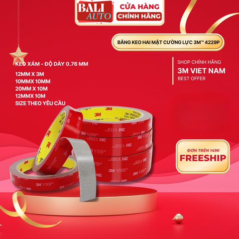 [Chính hãng] Băng Keo cường lực 2 mặt 3M™ Acrylic Foam Tape 4229P- Độ bám dính cao, lắp ráp nội ngoại thất ô tô..