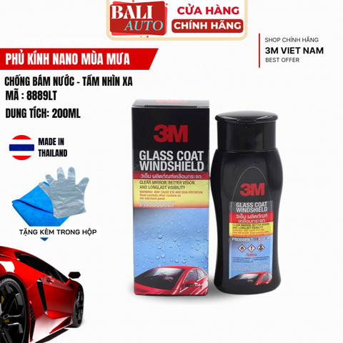 [Chính hãng] Dung dịch chống bám nước kính xe 3M™ Glass Coat Windshield 3M 08889 LT 200ml