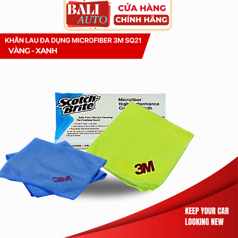 [Chính hãng] Khăn Lau Đa Năng Cao Cấp Microfiber 3M™ SQ21 (vàng - xanh)
