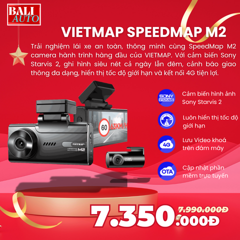 Camera hành trình VIETMAP SPEEDMAP M2 hiển thị tốc độ giới hạn, cảnh báo giao thông