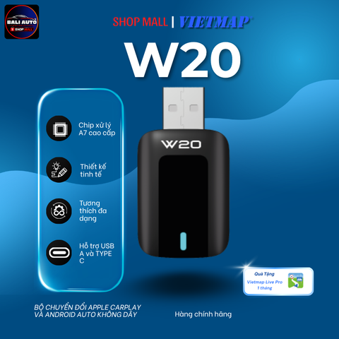 VIETMAP W20 - Thiết bị chuyển đổi CARPLAY/ ANDROID AUTO không dây