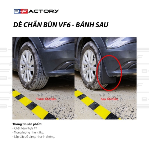 Dè chắn bùn cho xe Vinfast VF6 B-Factory - Có Video Hướng Dẫn Lắp Đặt Chi Tiết, Bảo hành 1 đổi 1