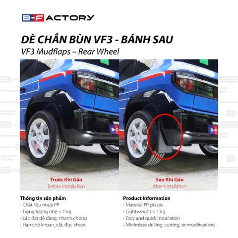 Dè chắn bùn cho xe Vinfast VF3 B-Factory - Sản phẩm chính hãng có VAT