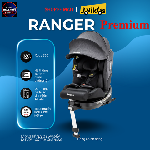 Ghế ô tô trẻ em Jovikids Ranger Premium – Ghế ô tô trẻ em xoay 360° cho bé cao 40-150cm