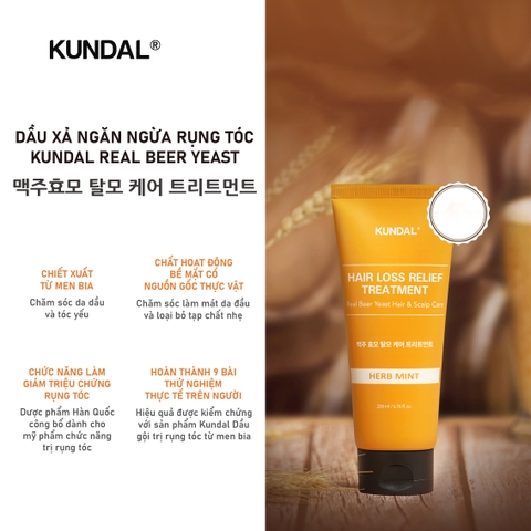 Dầu Xả Ngăn Ngừa Rụng Tóc KUNDAL REAL BEER YEAST 200ml