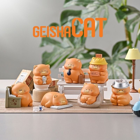 Bộ Blind Box Mèo Cam ú Vô Tri Ngộ Nghĩnh Đáng Yêu Dùng Trang Trí Góc Học Tập Bàn Làm Việc - Set gồm 6 hộp