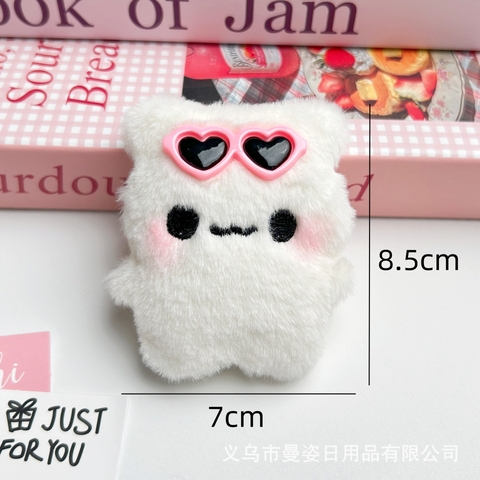 Móc khóa, treo túi mèo bông trắng đeo kính mát