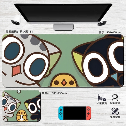 Lót chuột mèo đen tai xanh size 30x25cm (3 mẫu)