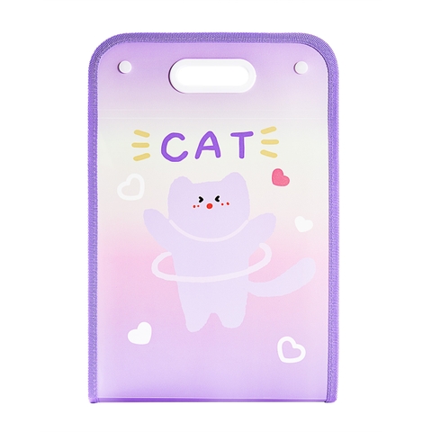Túi đựng tài liệu hình mèo đen trắng, tím
