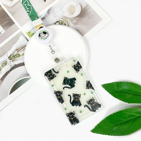 Dây đeo thẻ nắp trượt hình mèo đáng yêu