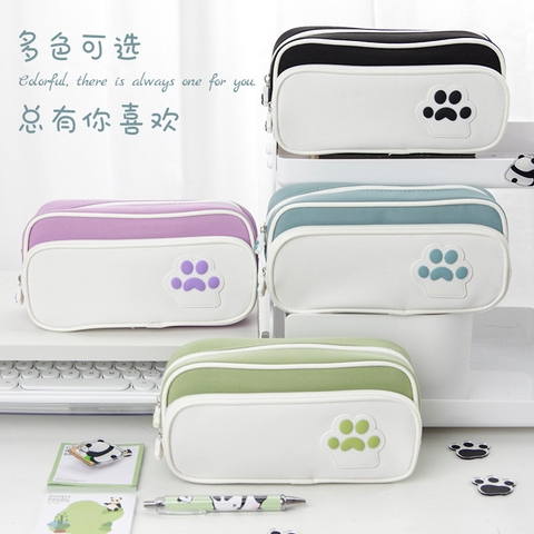 Túi đựng bút đơn giản gắn hình chân mèo